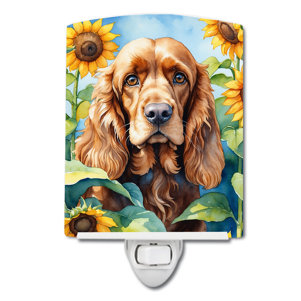 6 x 4 in. Cocker Spaniel in Sunflowers Ceramic Night Light