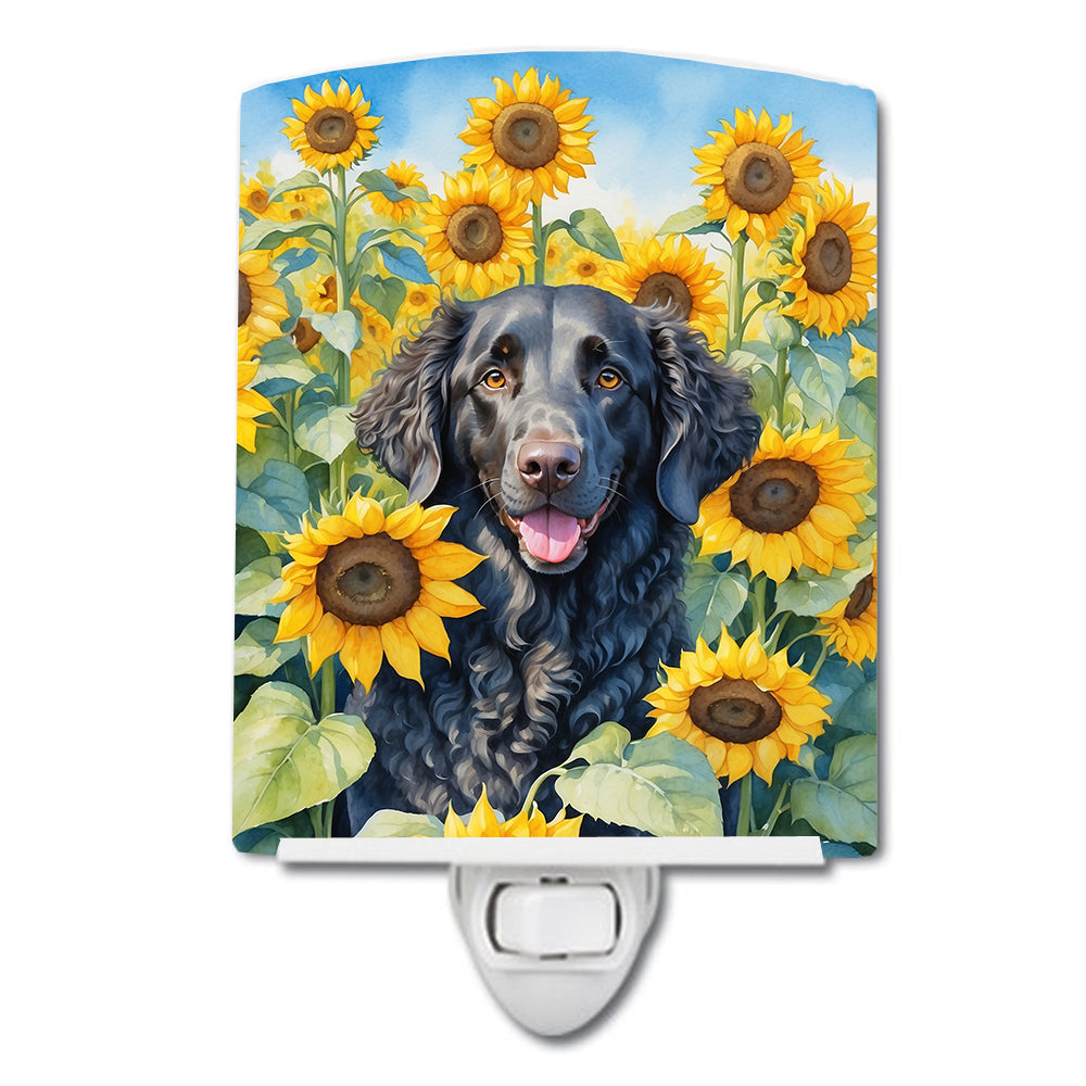 DAC6064CNL 6 x 4 in. Curly-Coated Retriever in Sunflowers Ceramic Night Light