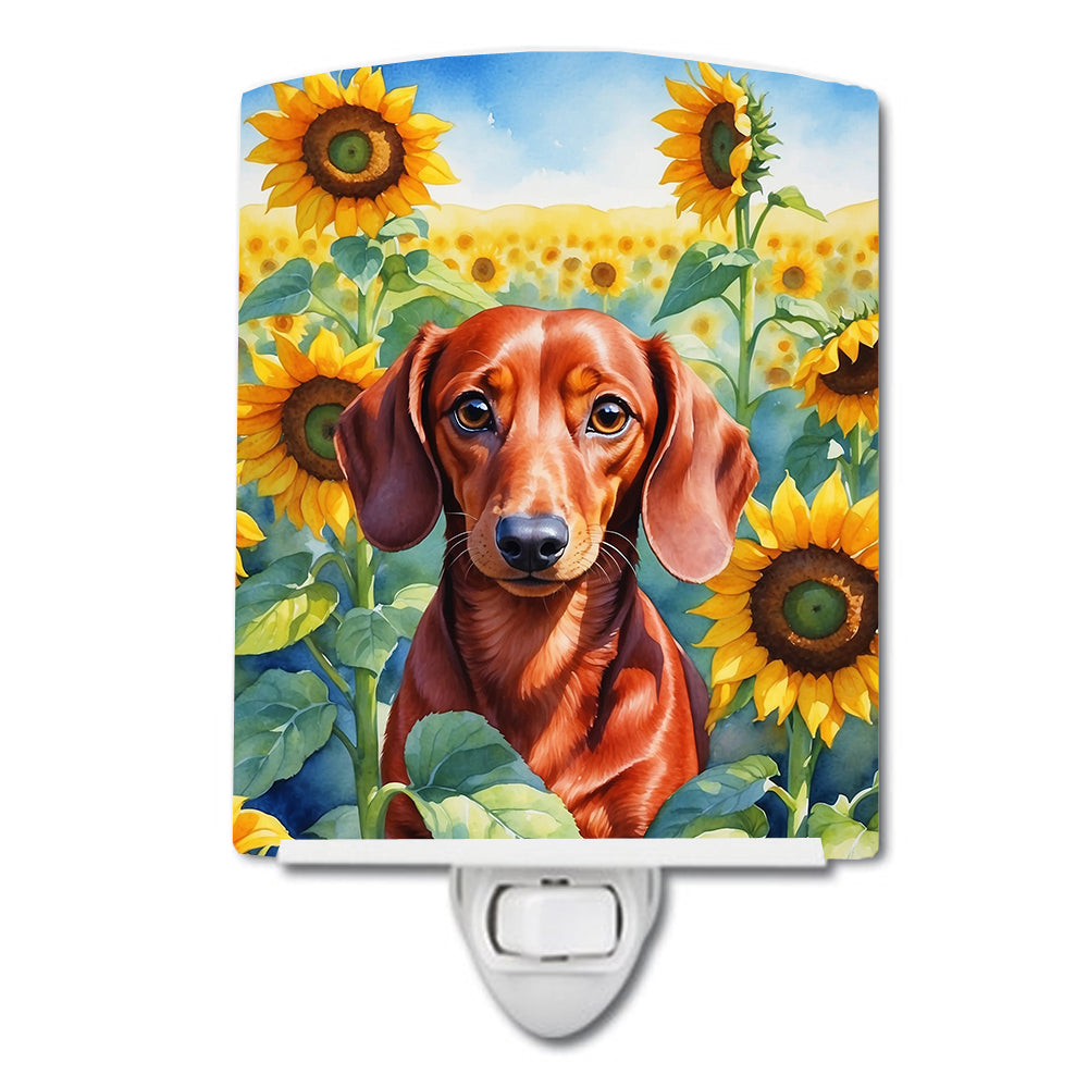 DAC6065CNL 6 x 4 in. Dachshund in Sunflowers Ceramic Night Light