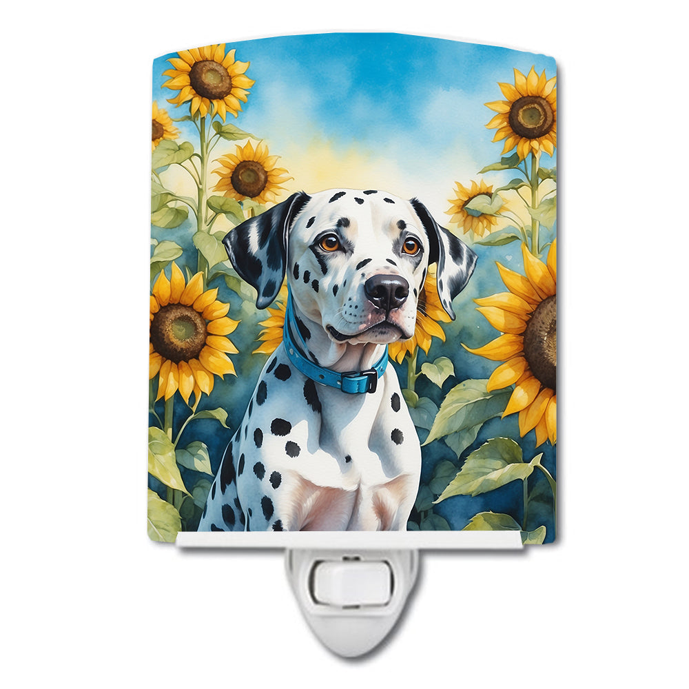 DAC6067CNL 6 x 4 in. Dalmatian in Sunflowers Ceramic Night Light