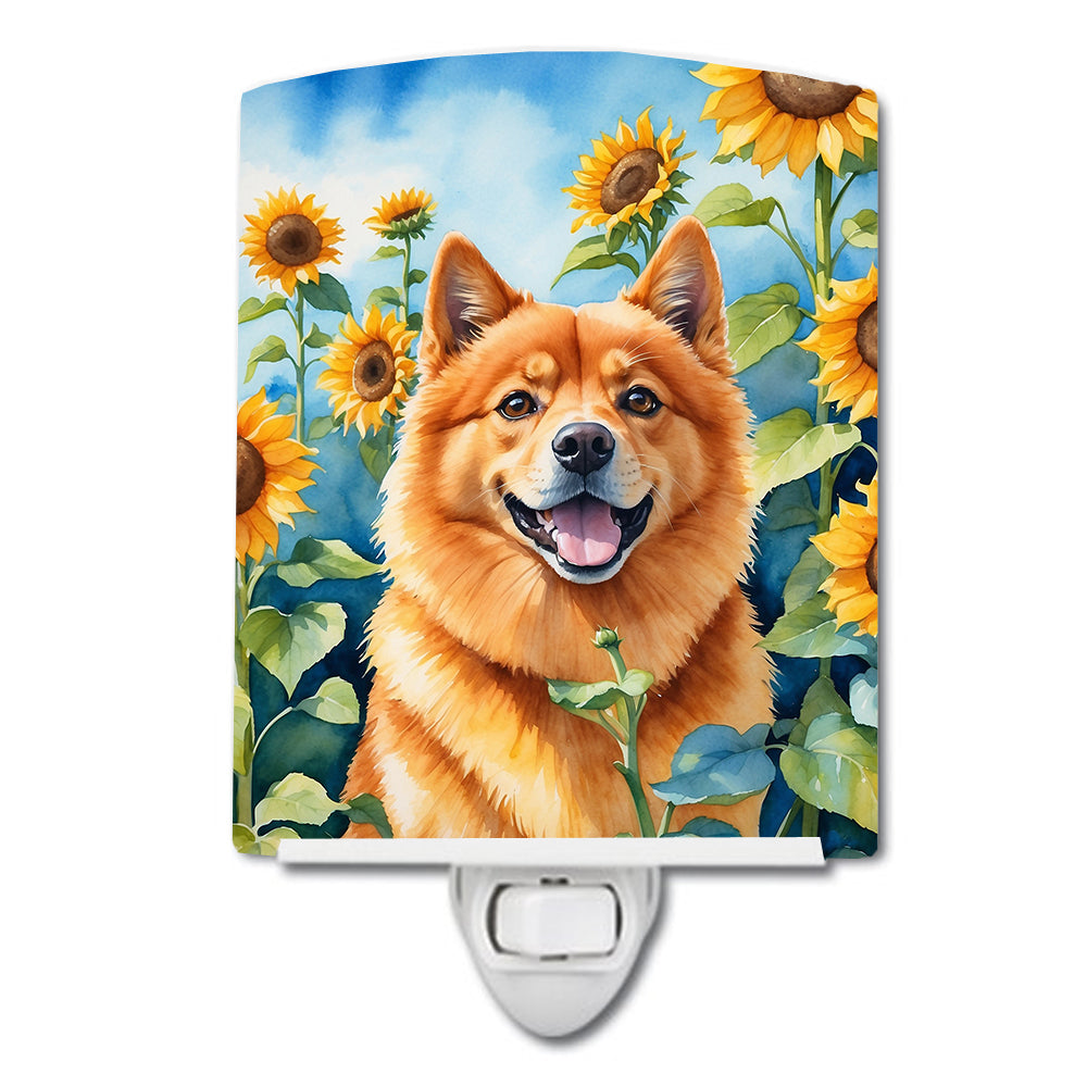 DAC6077CNL 6 x 4 in. Finnish Spitz in Sunflowers Ceramic Night Light