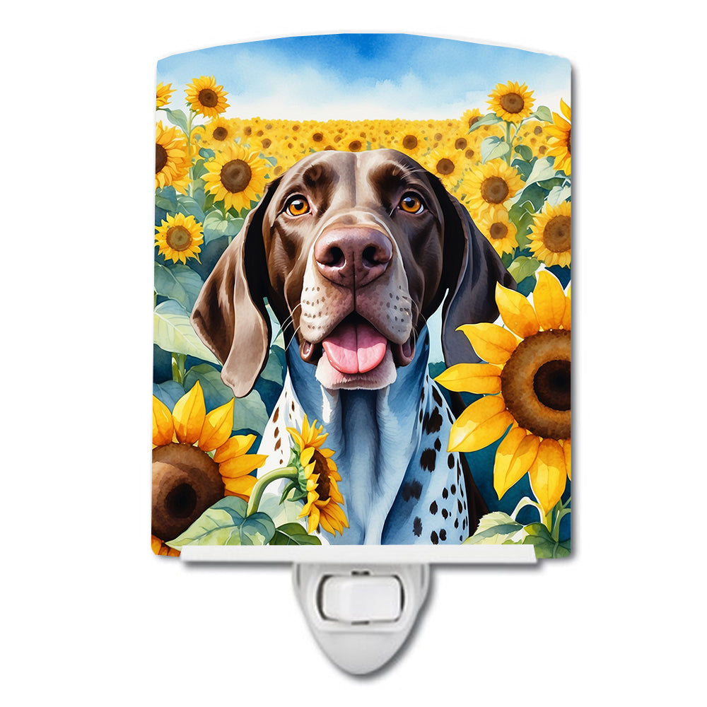 DAC6085CNL 6 x 4 in. German Shorthaired Pointer in Sunflowers Ceramic Night Light