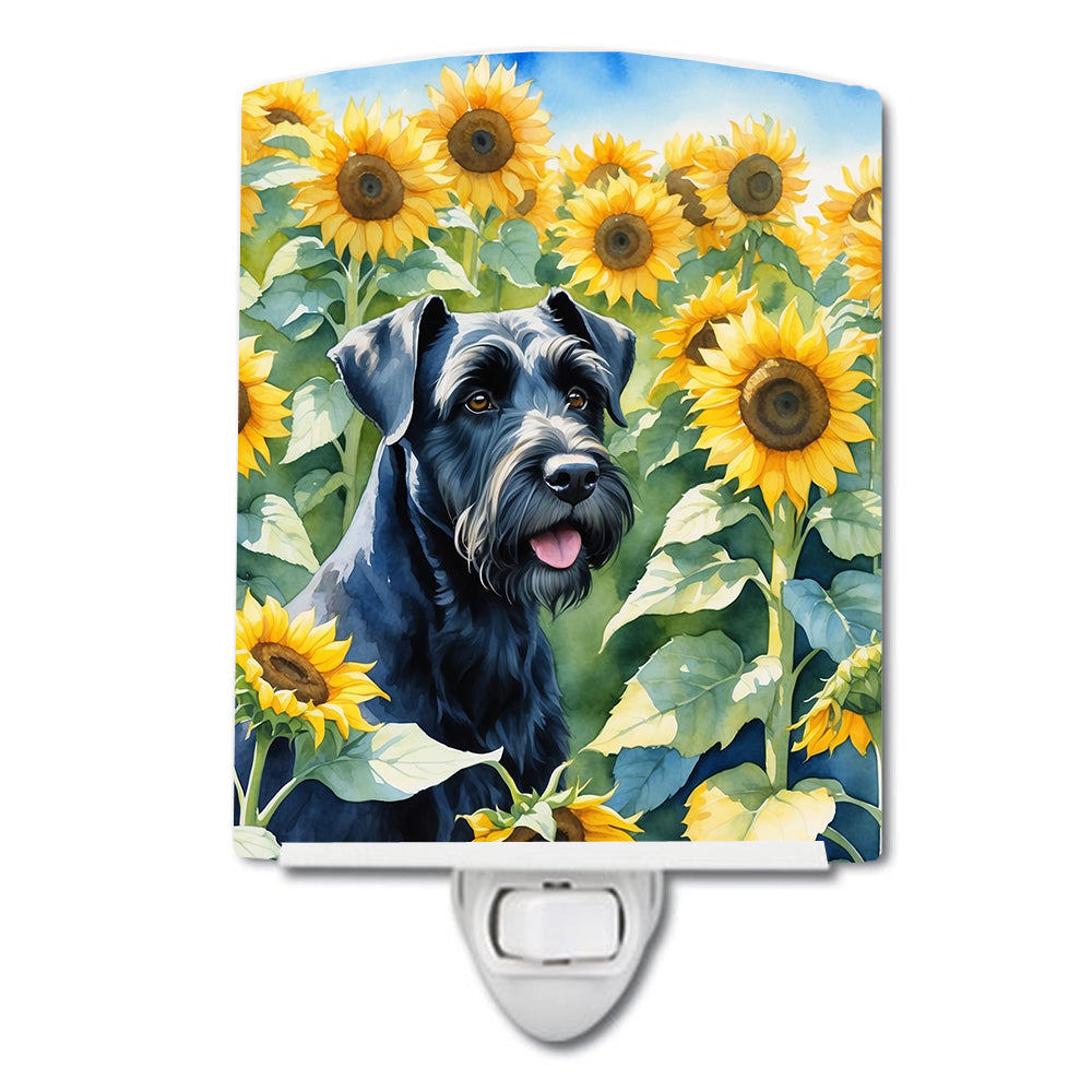 DAC6087CNL 6 x 4 in. Giant Schnauzer in Sunflowers Ceramic Night Light