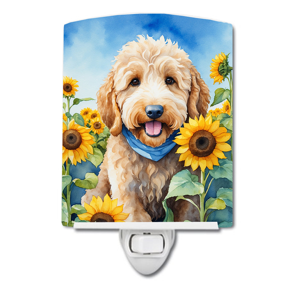 DAC6089CNL 6 x 4 in. Goldendoodle in Sunflowers Ceramic Night Light