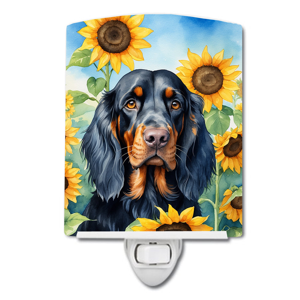 6 x 4 in. Gordon Setter in Sunflowers Ceramic Night Light