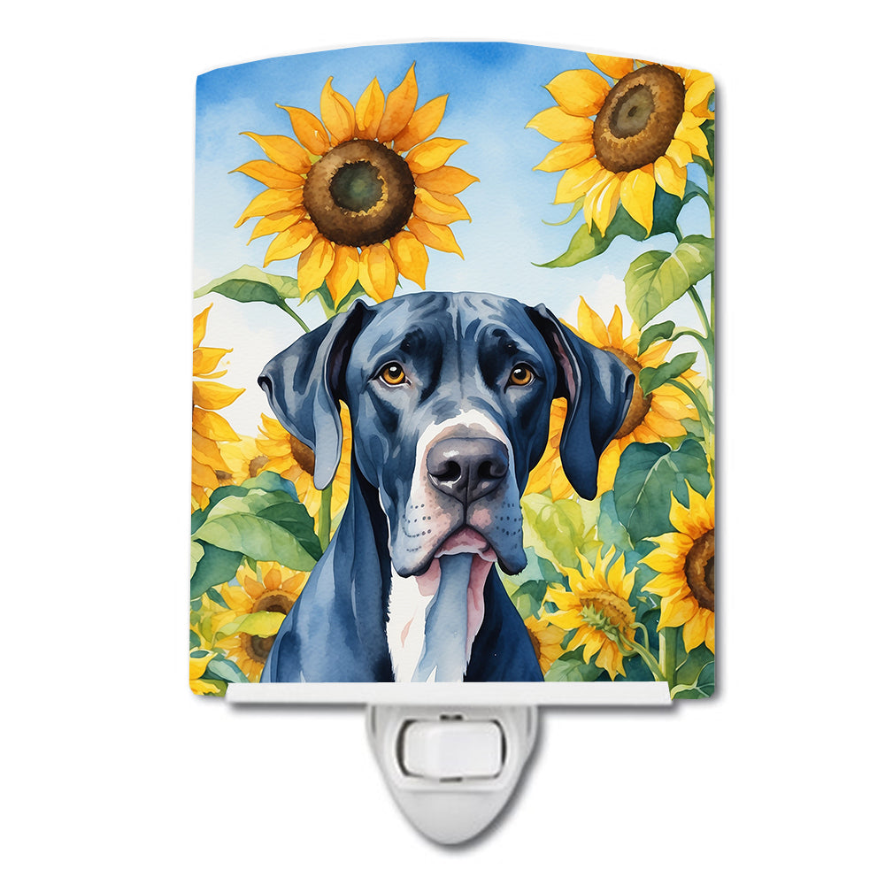 DAC6091CNL 6 x 4 in. Great Dane in Sunflowers Ceramic Night Light