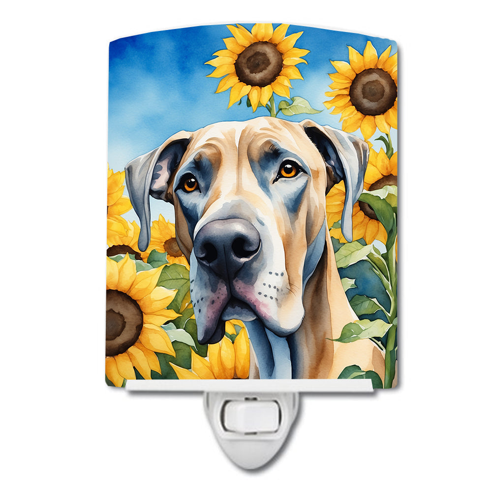 DAC6092CNL 6 x 4 in. Great Dane in Sunflowers Ceramic Night Light
