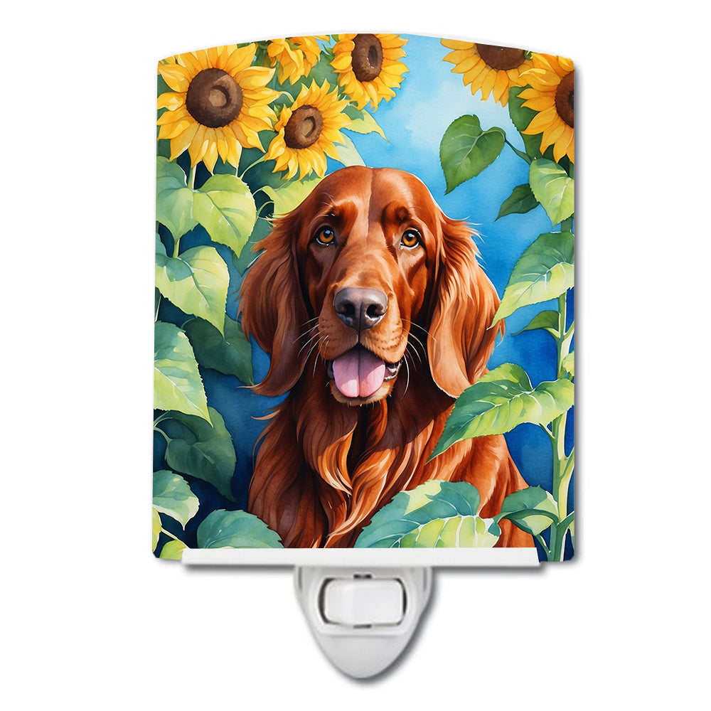 6 x 4 in. Irish Setter in Sunflowers Ceramic Night Light