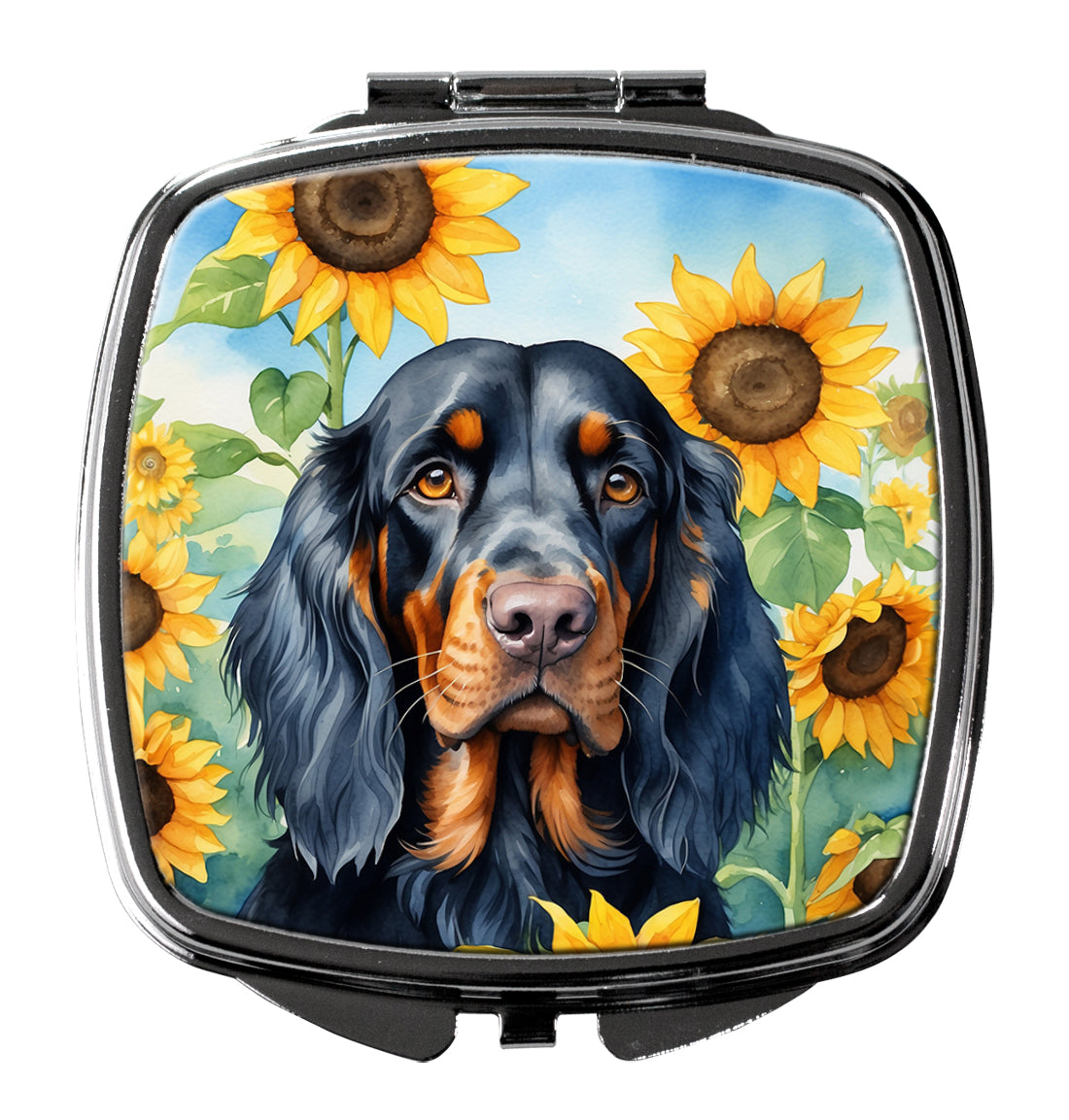 3 x 2.75 in. Gordon Setter in Sunflowers Compact Mirror