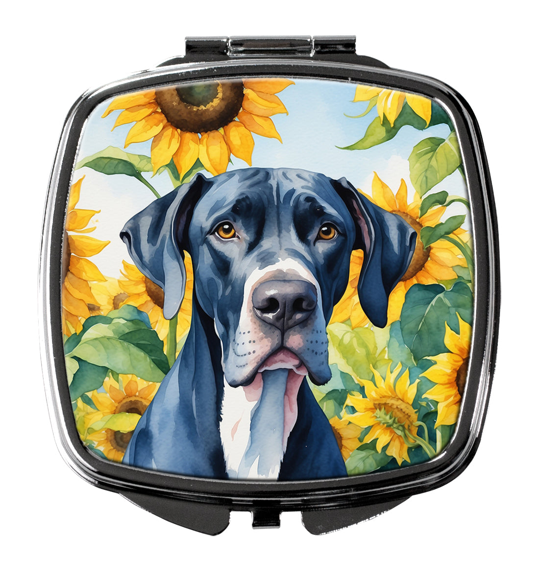 DAC6091SCM 3 x 2.75 in. Great Dane in Sunflowers Compact Mirror