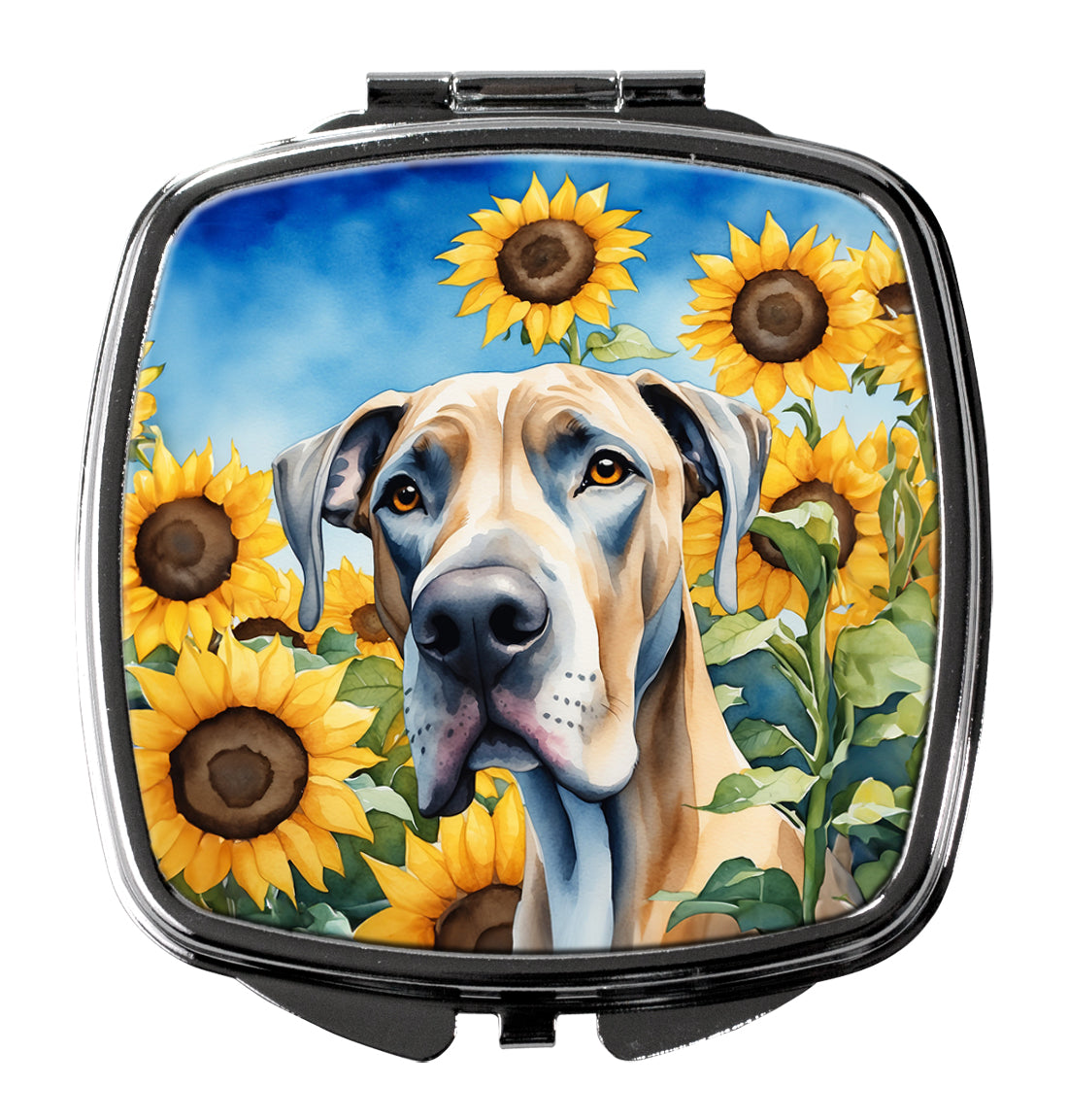 3 x 2.75 in. Great Dane in Sunflowers Compact Mirror