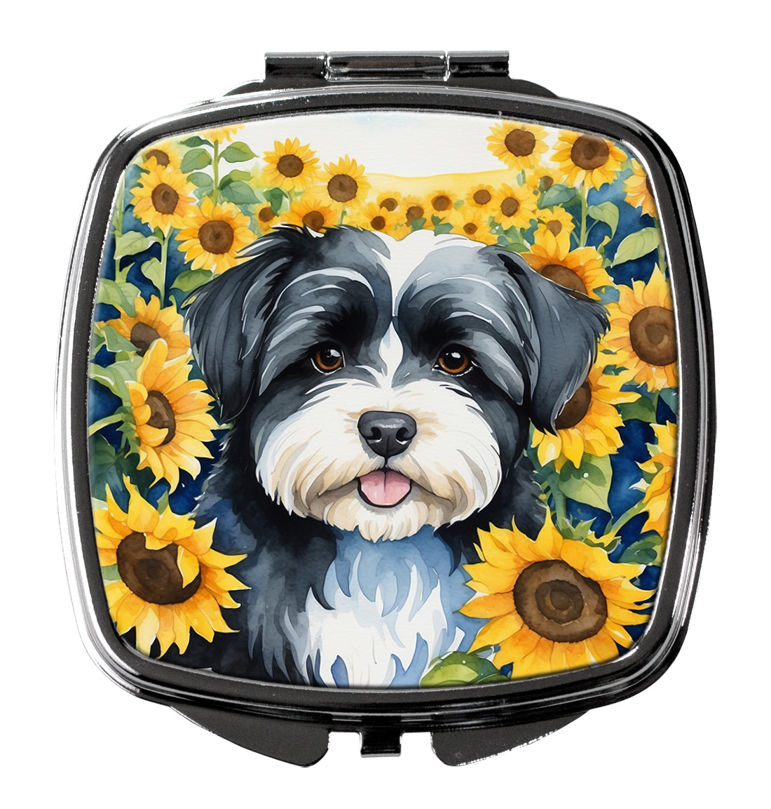 DAC6097SCM 3 x 2.75 in. Havanese in Sunflowers Compact Mirror