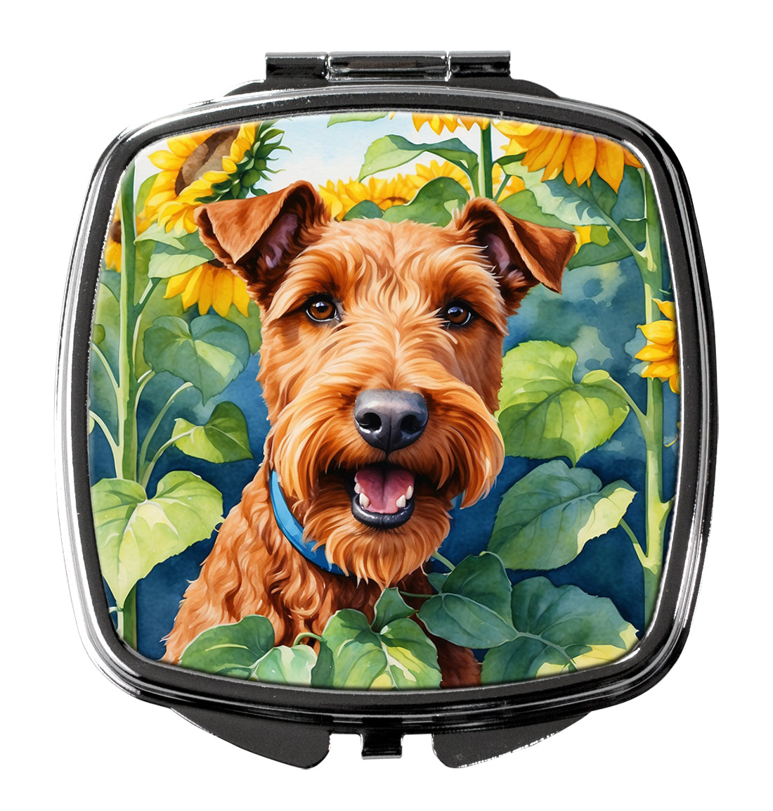 DAC6099SCM 3 x 2.75 in. Irish Terrier in Sunflowers Compact Mirror