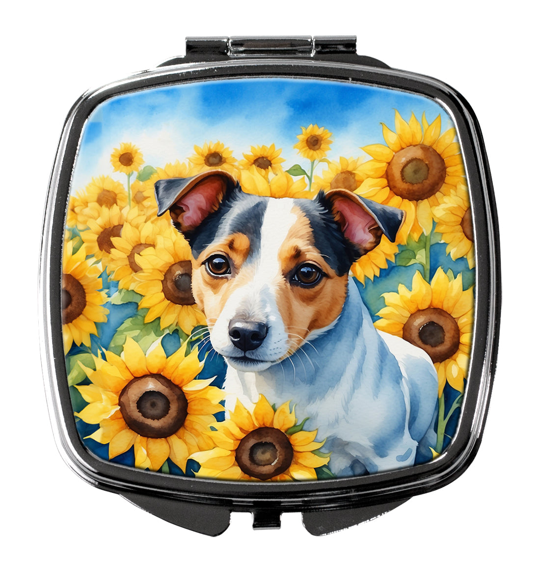 DAC6102SCM 3 x 2.75 in. Jack Russell Terrier in Sunflowers Compact Mirror