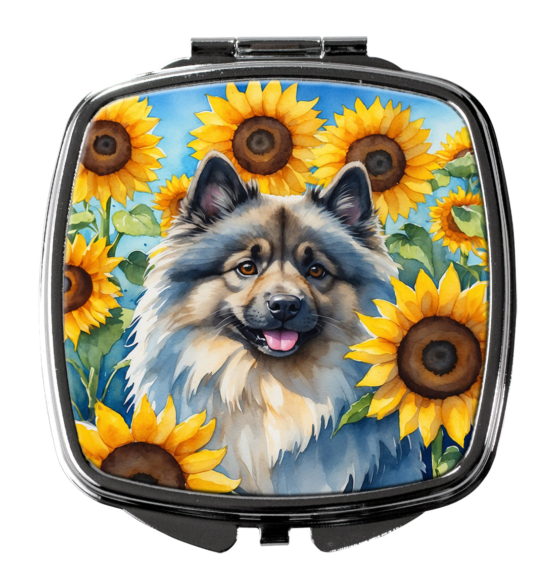 DAC6105SCM 3 x 2.75 in. Keeshond in Sunflowers Compact Mirror