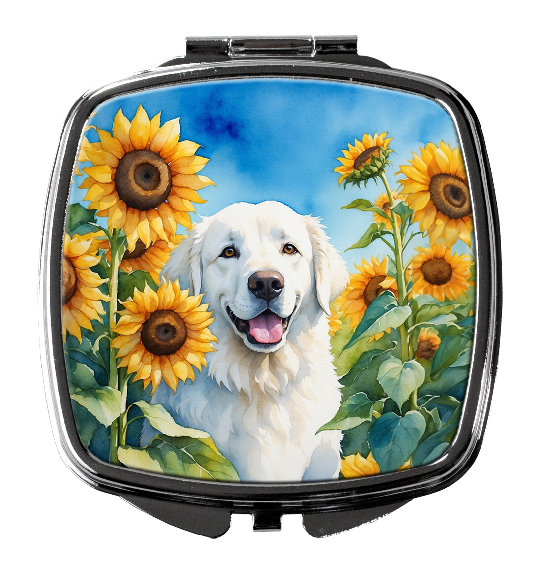 3 x 2.75 in. Kuvasz in Sunflowers Compact Mirror