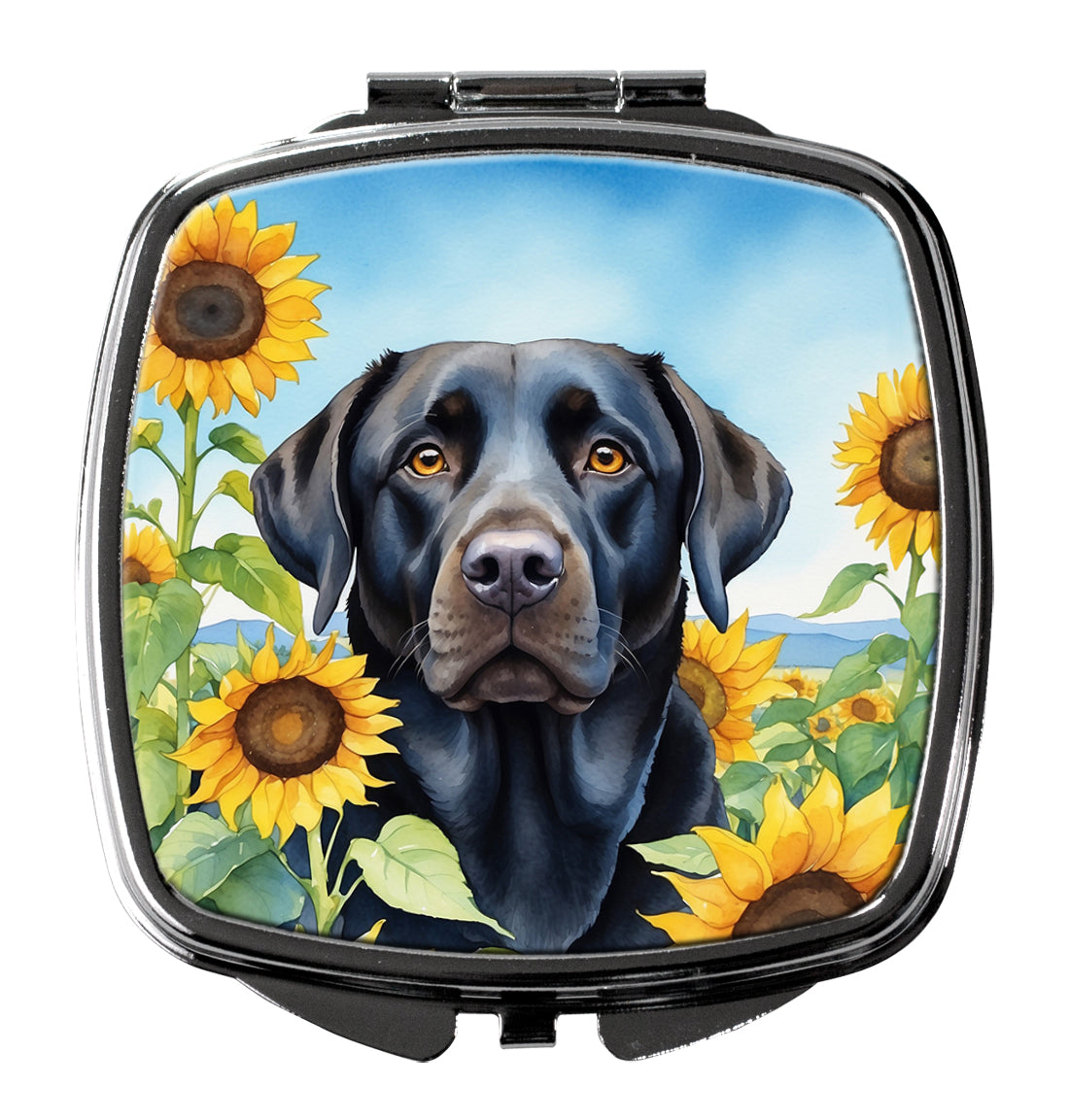 3 x 2.75 in. Labrador Retriever in Sunflowers Compact Mirror