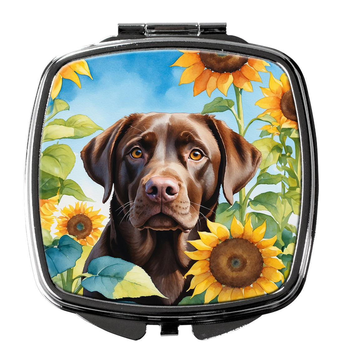 DAC6110SCM 3 x 2.75 in. Labrador Retriever in Sunflowers Compact Mirror