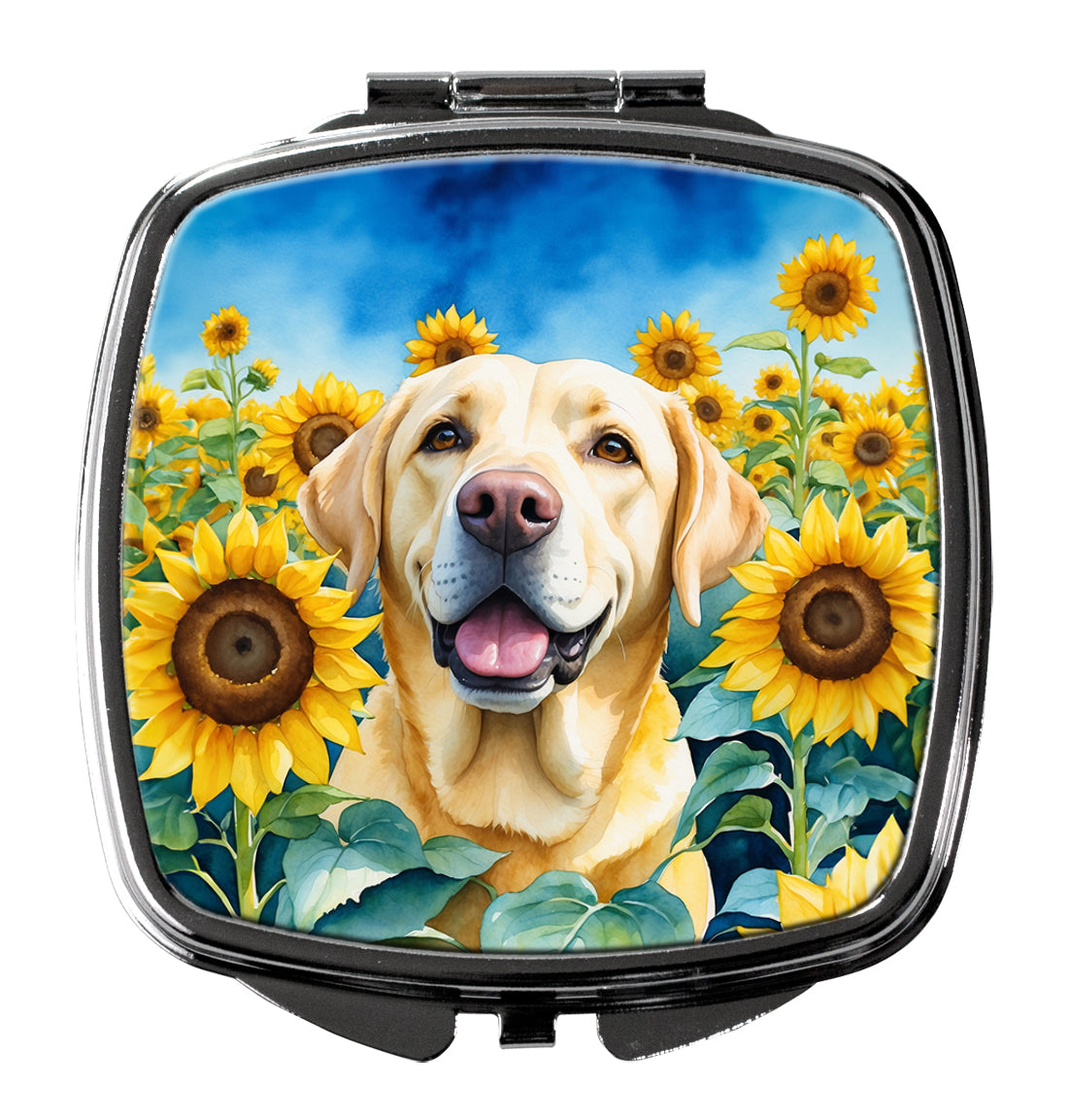DAC6111SCM 3 x 2.75 in. Labrador Retriever in Sunflowers Compact Mirror