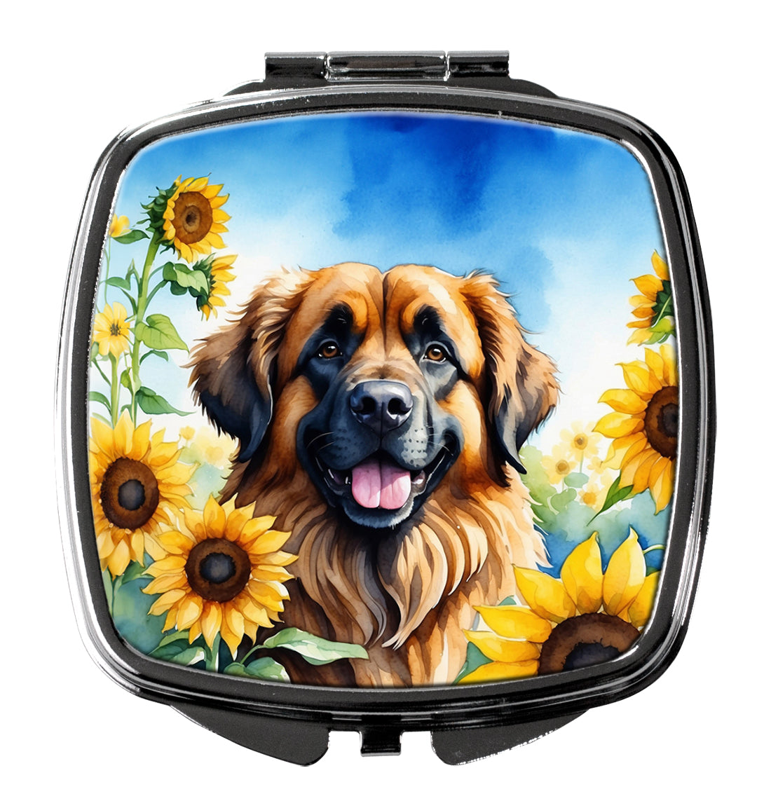 DAC6115SCM 3 x 2.75 in. Leonberger in Sunflowers Compact Mirror