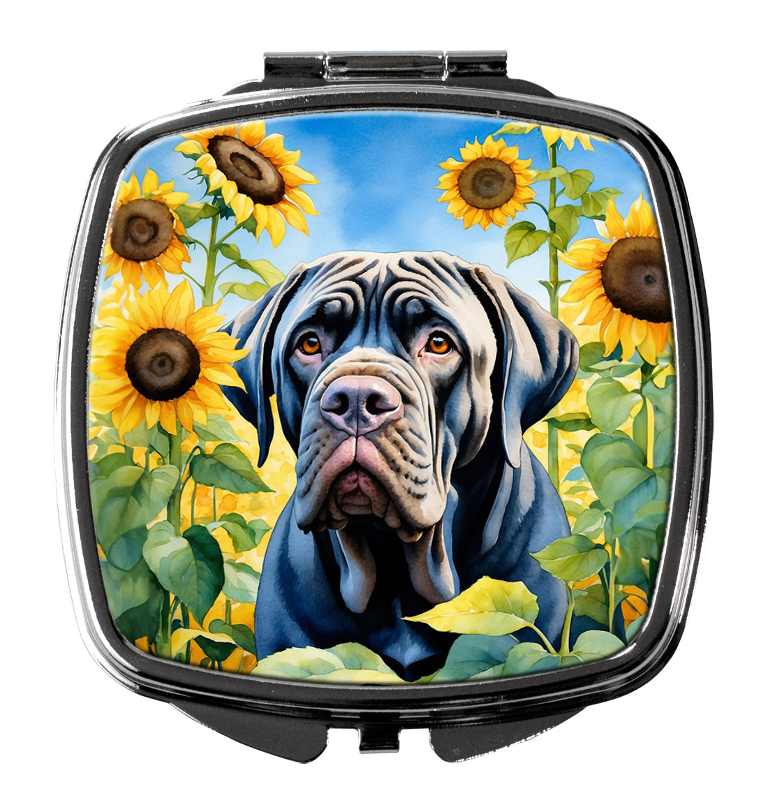 DAC6122SCM 3 x 2.75 in. Neapolitan Mastiff in Sunflowers Compact Mirror