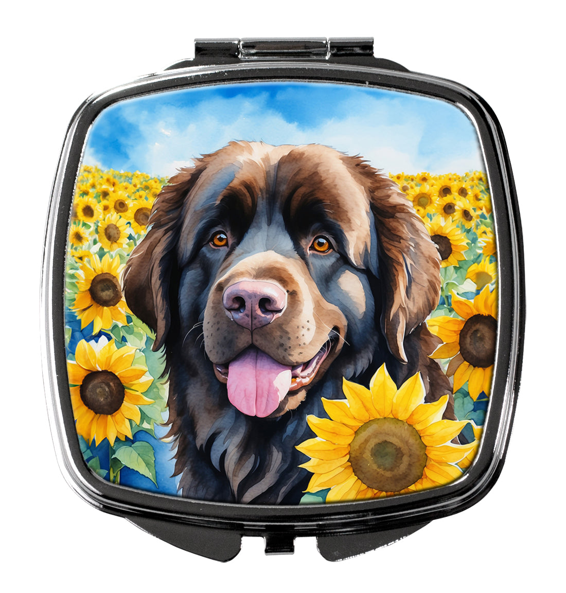 3 x 2.75 in. foundland in Sunflowers Compact Mirror