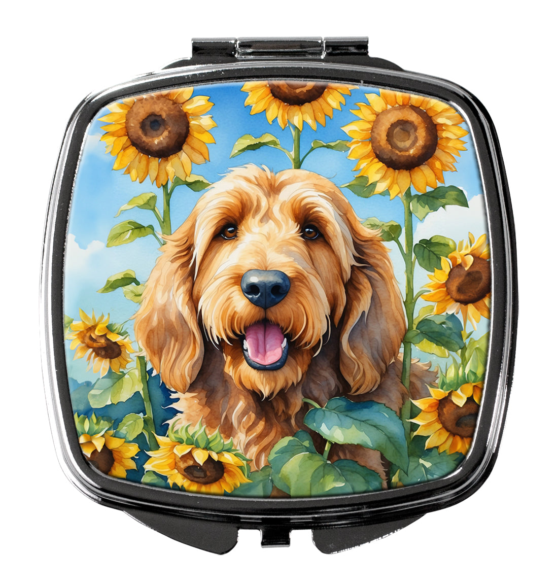 3 x 2.75 in. Otterhound in Sunflowers Compact Mirror