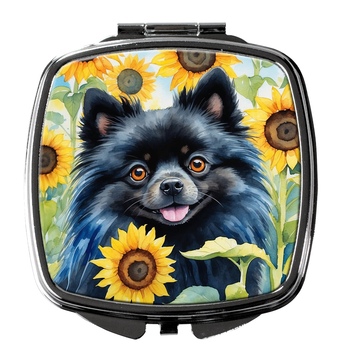 3 x 2.75 in. Pomeranian in Sunflowers Compact Mirror