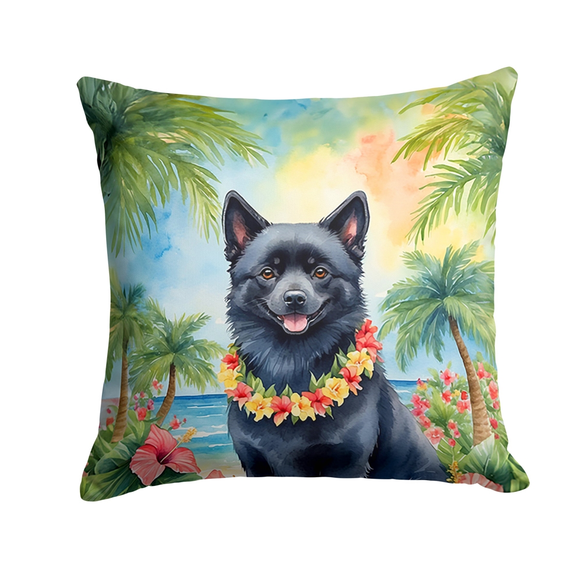 DAC6513PW1414 14 x 14 in. Schipperke Luau Throw Pillow