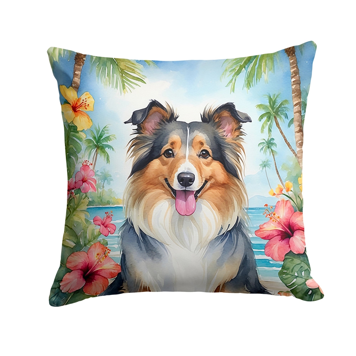 DAC6519PW1414 14 x 14 in. Sheltie Luau Throw Pillow