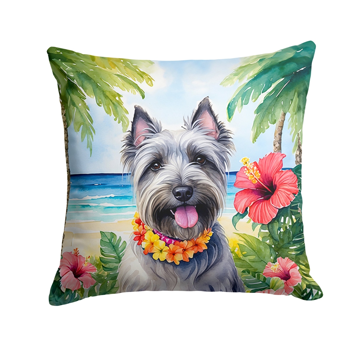 14 x 14 in. Skye Terrier Luau Throw Pillow