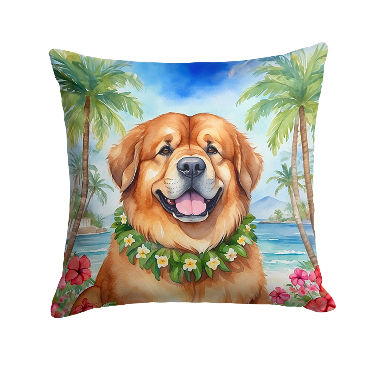 14 x 14 in. Tibetan Mastiff Luau Throw Pillow
