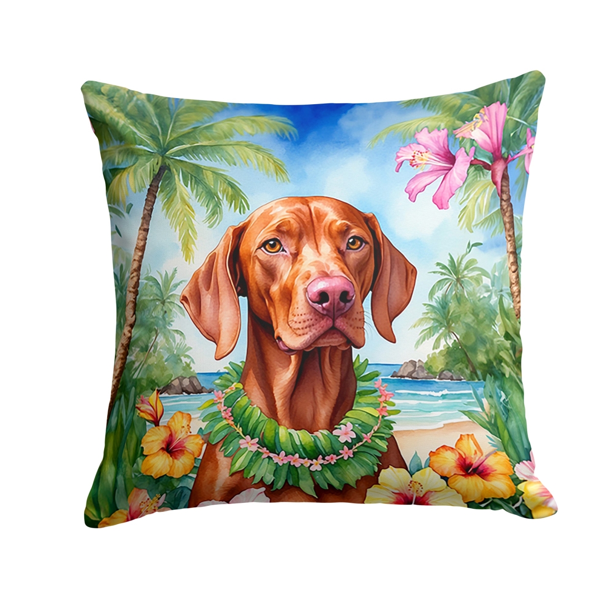 14 x 14 in. Vizsla Luau Throw Pillow