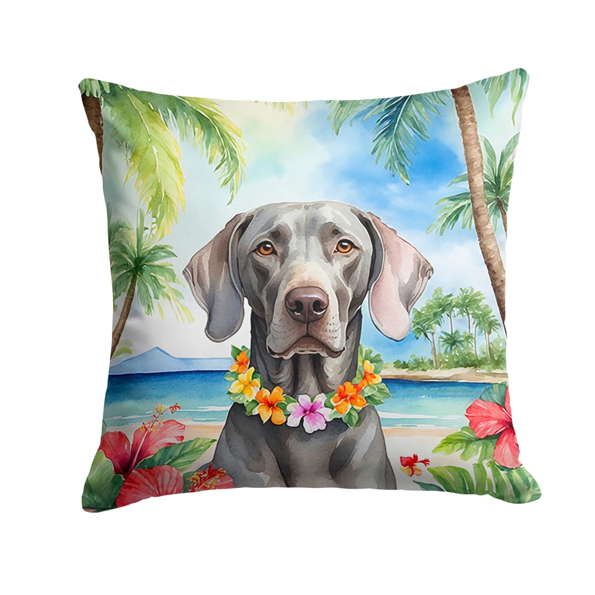 14 x 14 in. Weimaraner Luau Throw Pillow