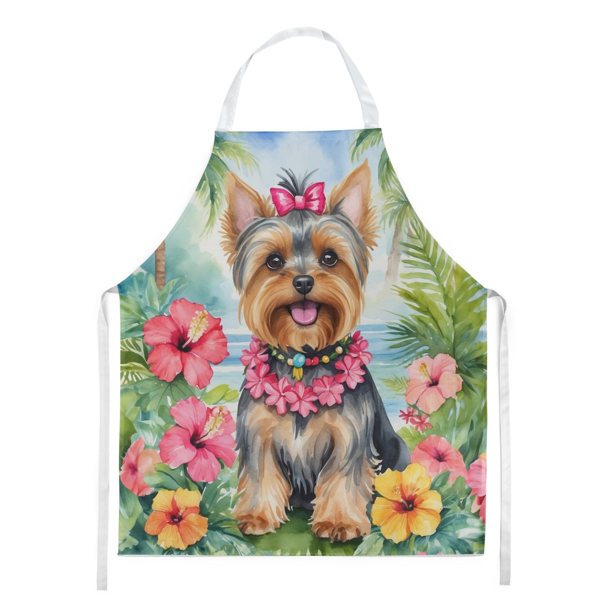30 x 27 in. Yorkshire Terrier Luau Apron