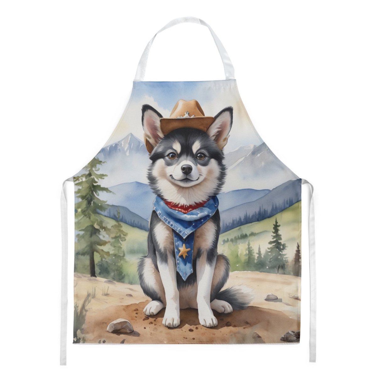 Picture of Carolines Treasures DAC5828APRON 30 x 27 in. Alaskan Klee Kai Cowboy Welcome Apron