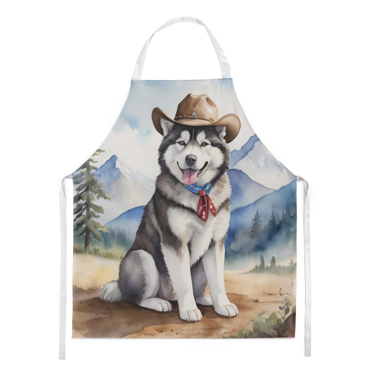 Picture of Carolines Treasures DAC5829APRON 30 x 27 in. Alaskan Malamute Cowboy Welcome Apron