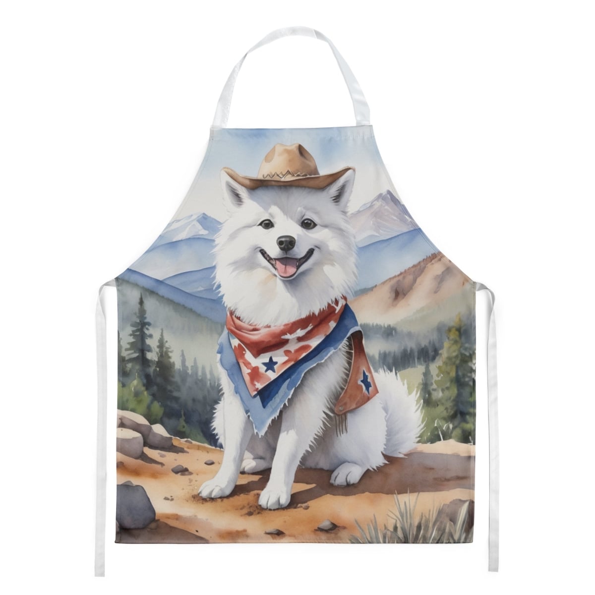 Picture of Carolines Treasures DAC5832APRON 30 x 27 in. American Eskimo Cowboy Welcome Apron