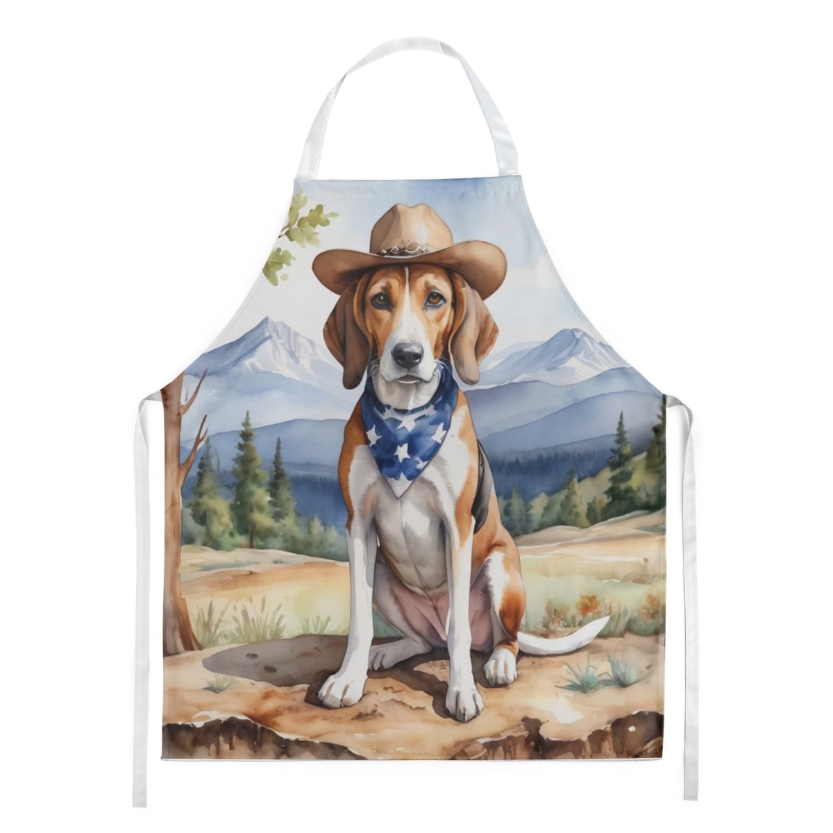 Picture of Carolines Treasures DAC5833APRON 30 x 27 in. American Foxhound Cowboy Welcome Apron