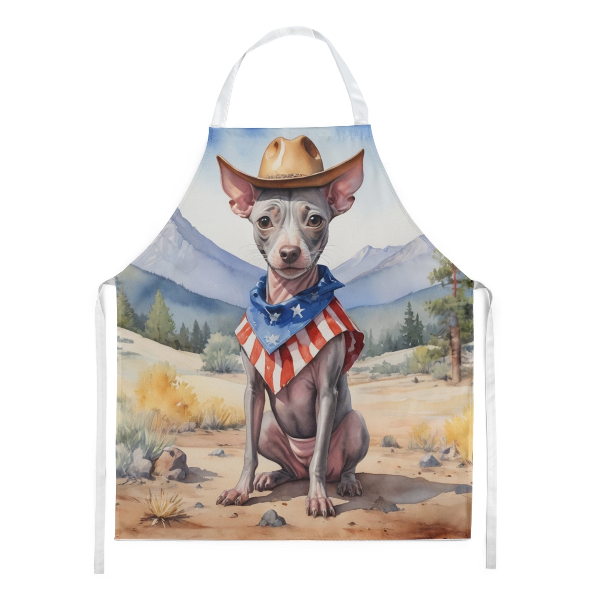 Picture of Carolines Treasures DAC5834APRON 30 x 27 in. American Hairless Terrier Cowboy Welcome Apron