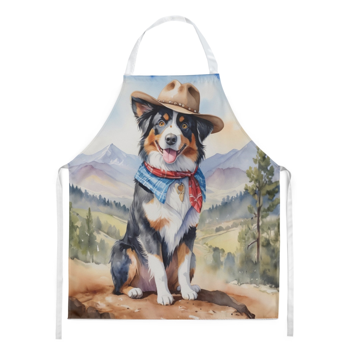 Picture of Carolines Treasures DAC5838APRON 30 x 27 in. Australian Shepherd Cowboy Welcome Apron