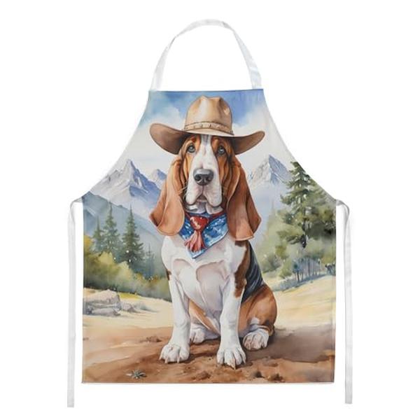 Picture of Carolines Treasures DAC5842APRON 30 x 27 in. Basset Hound Cowboy Welcome Apron