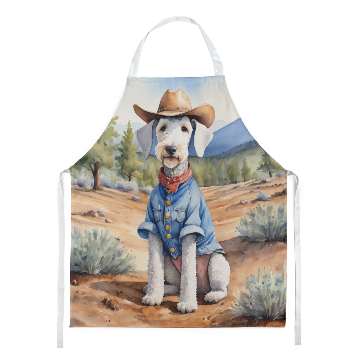 Picture of Carolines Treasures DAC5845APRON 30 x 27 in. Bedlington Terrier Cowboy Welcome Apron