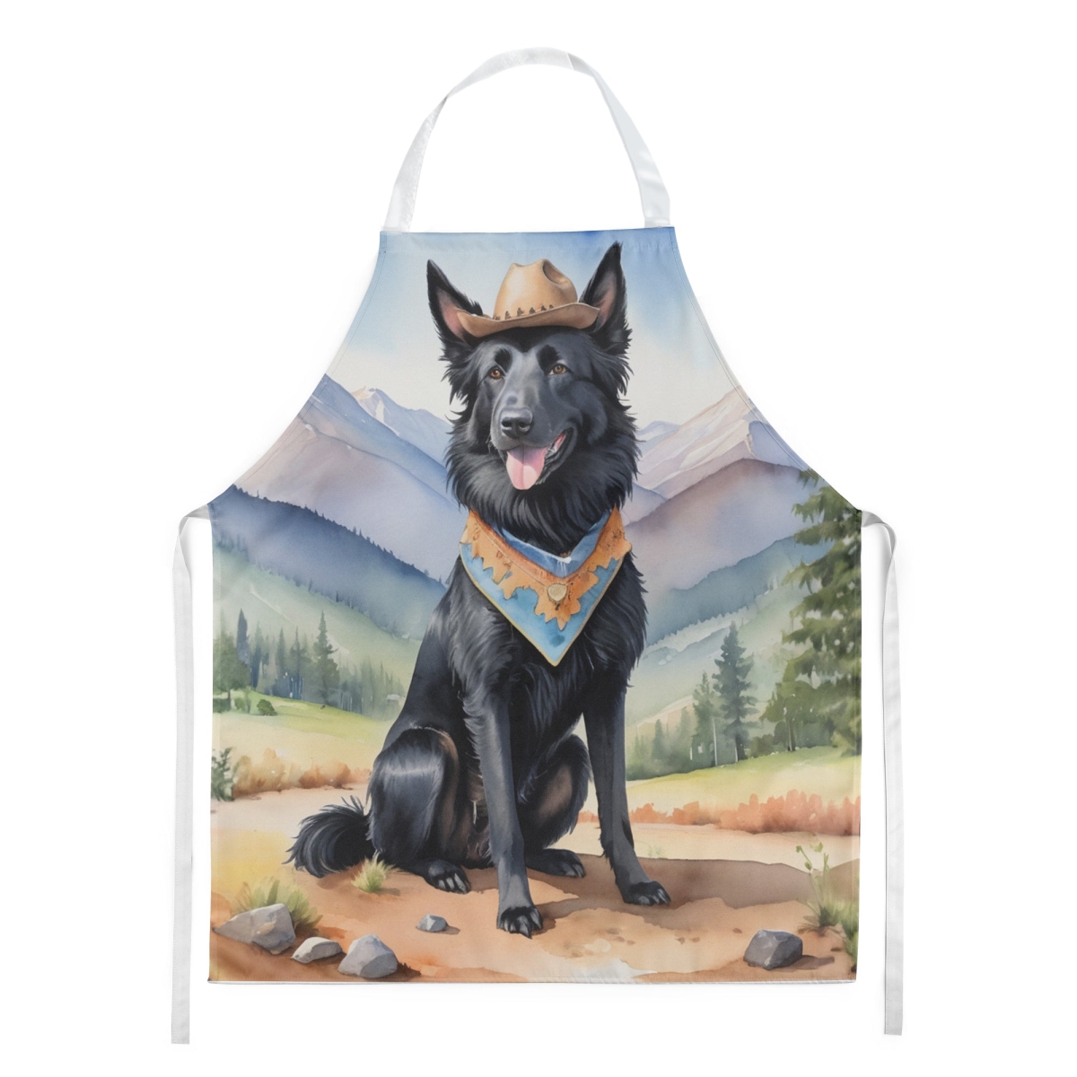 Picture of Carolines Treasures DAC5847APRON 30 x 27 in. Belgian Sheepdog Cowboy Welcome Apron