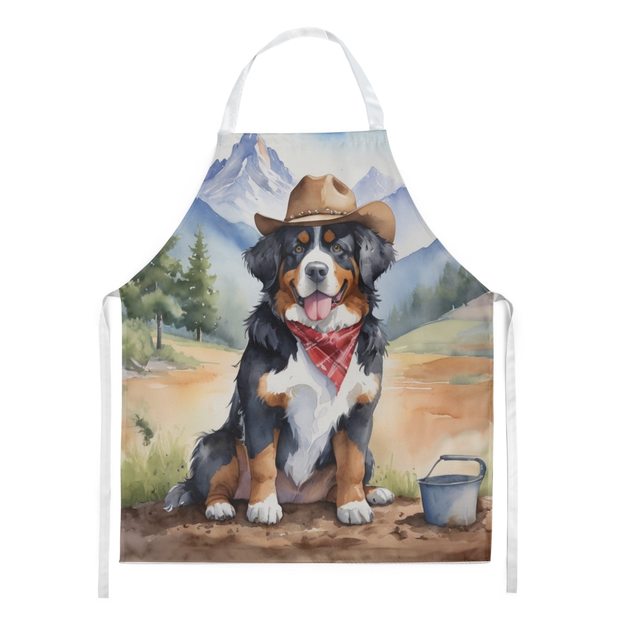 Picture of Carolines Treasures DAC5851APRON 30 x 27 in. Bernese Mountain Dog Cowboy Welcome Apron