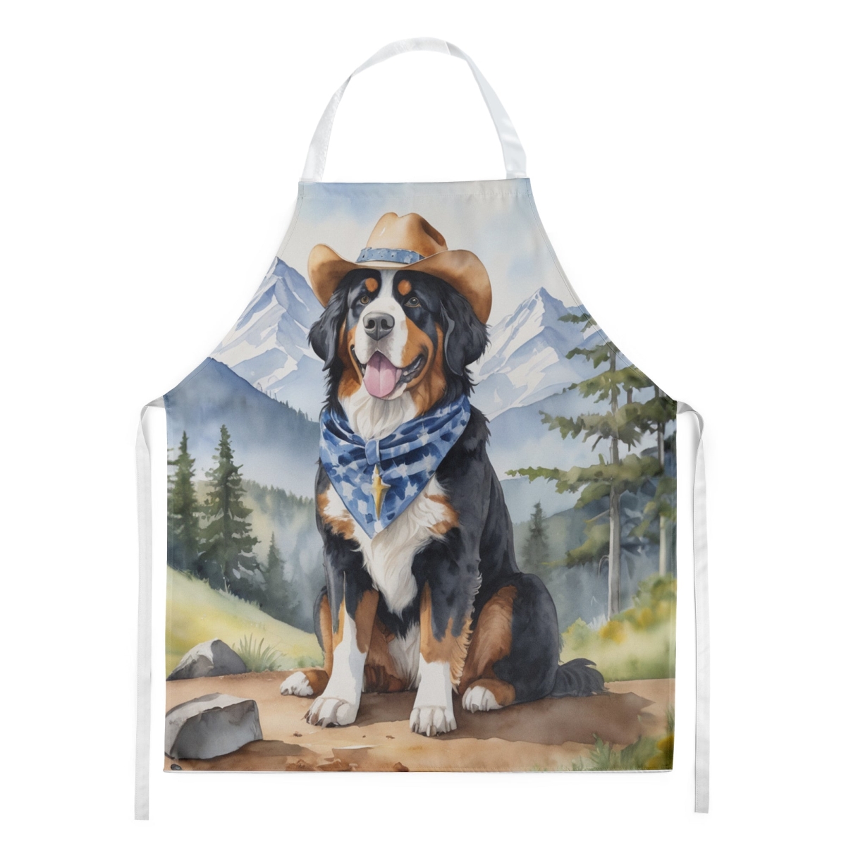 Picture of Carolines Treasures DAC5852APRON 30 x 27 in. Bernese Mountain Dog Cowboy Welcome Apron