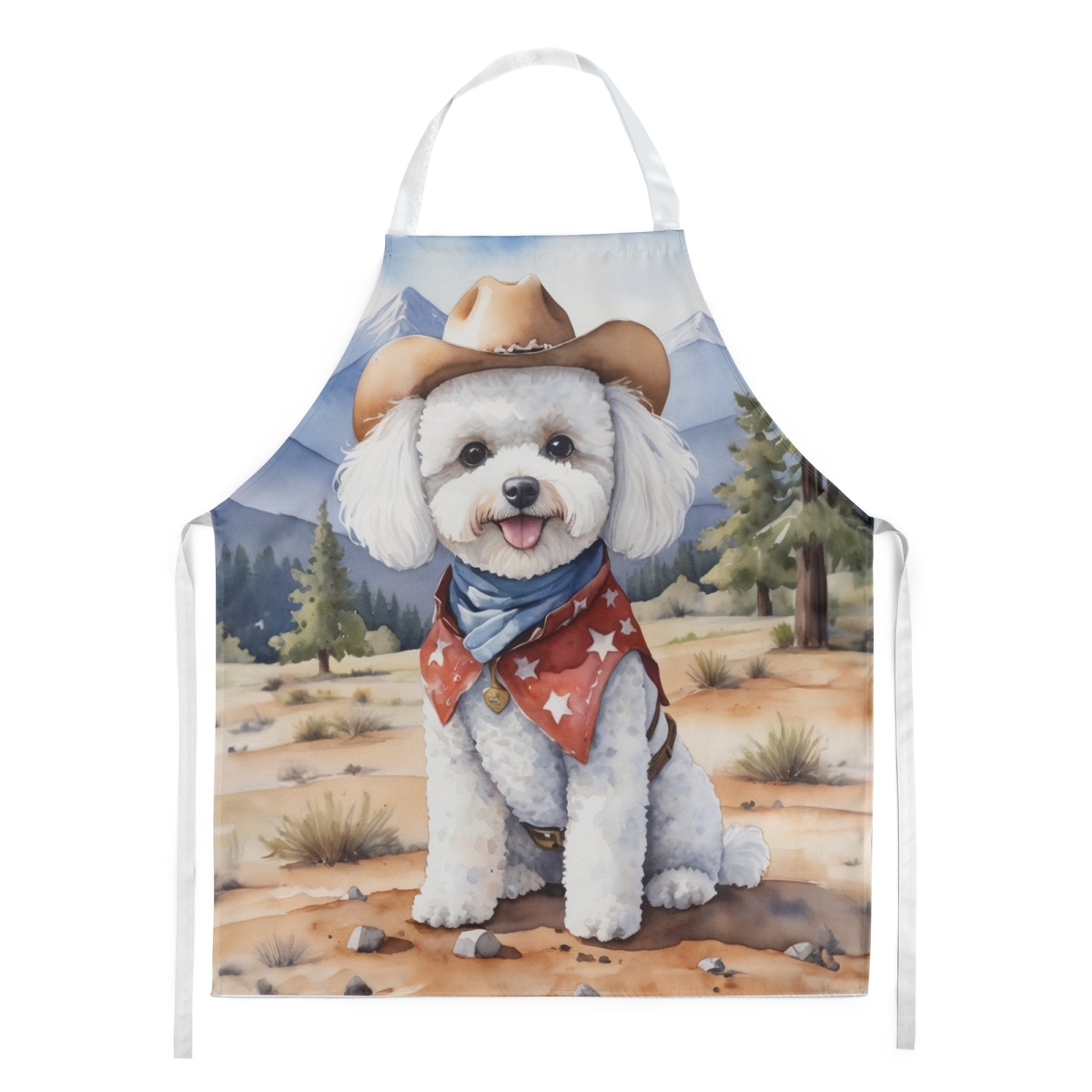 Picture of Carolines Treasures DAC5853APRON 30 x 27 in. Bichon Frise Cowboy Welcome Apron