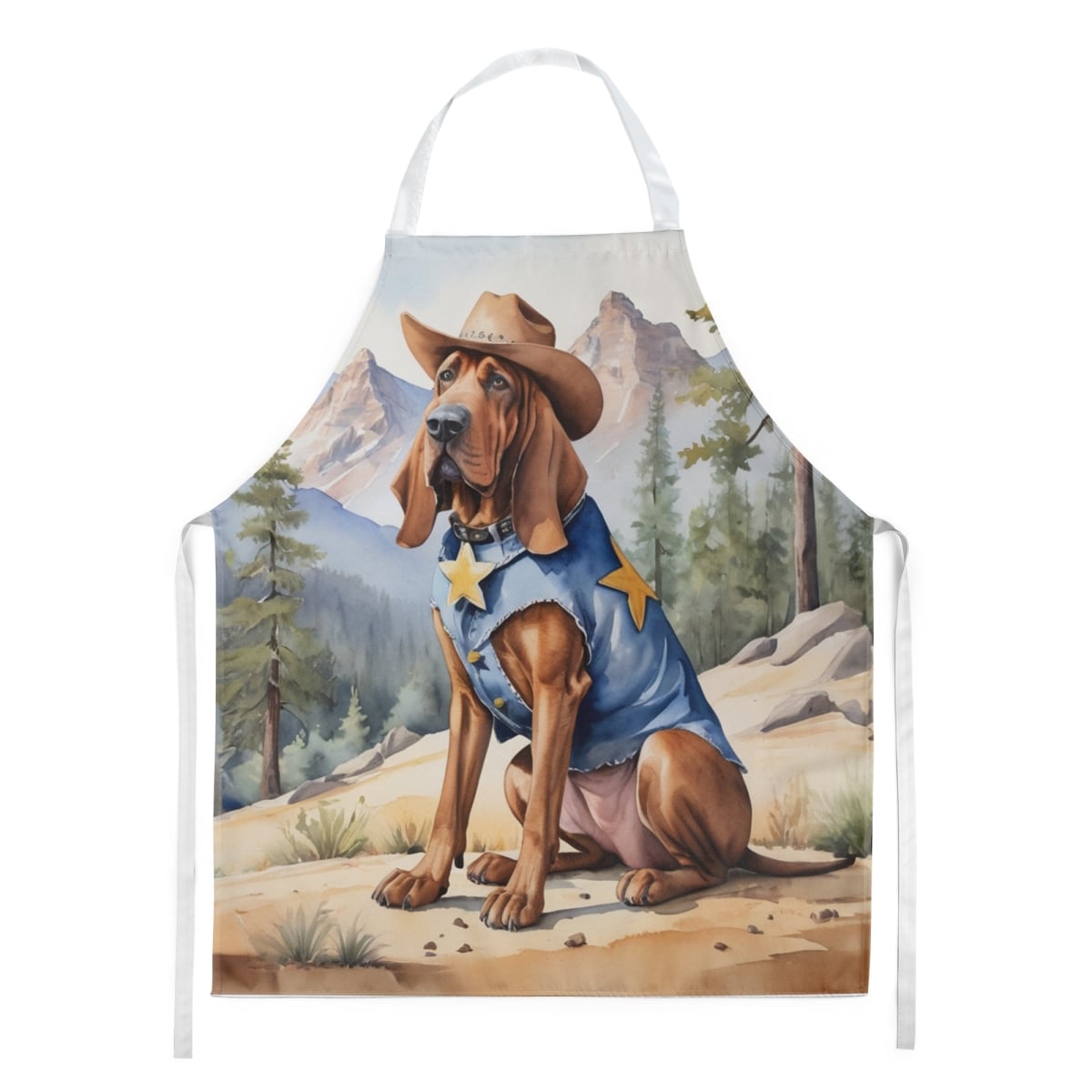 Picture of Carolines Treasures DAC5855APRON 30 x 27 in. Bloodhound Cowboy Welcome Apron