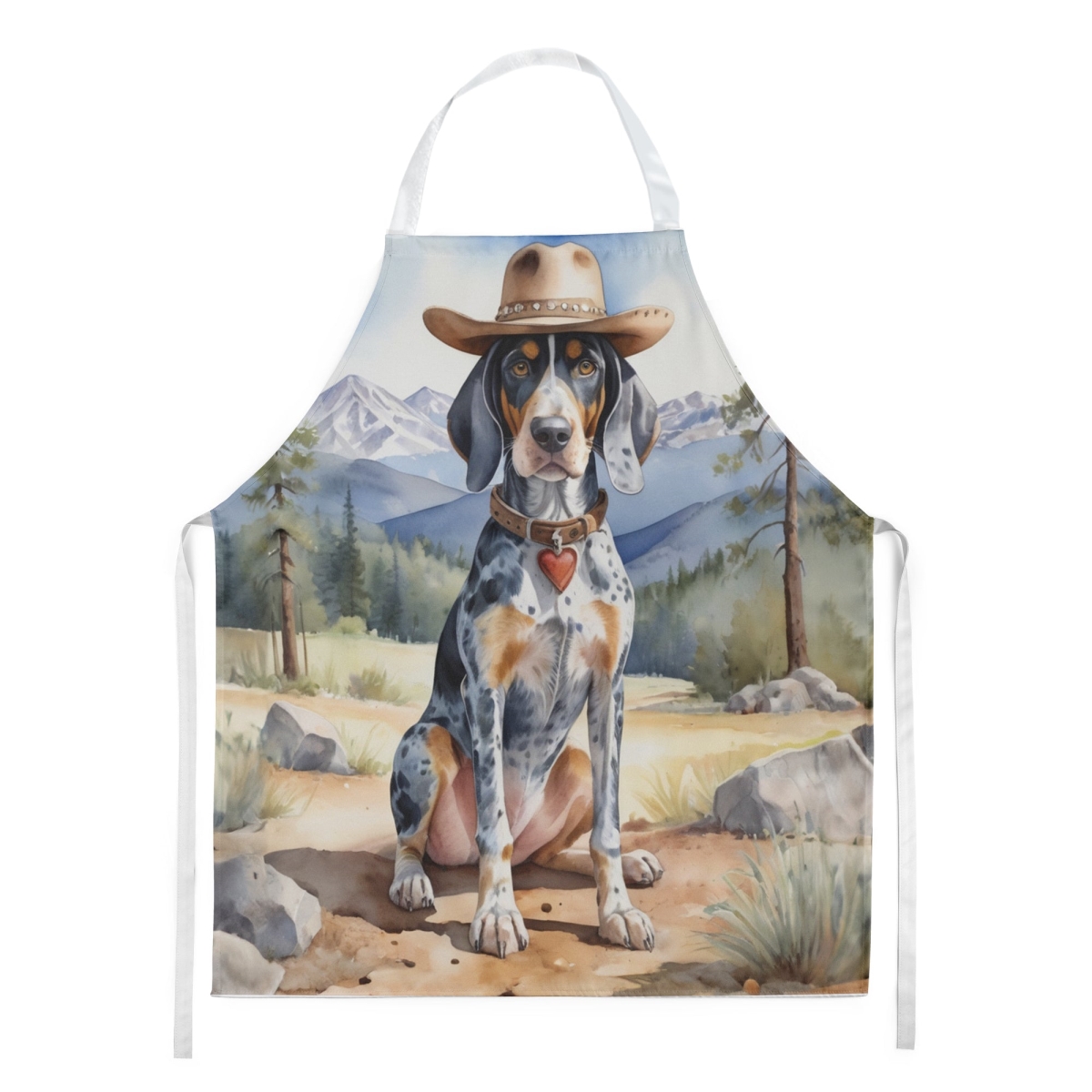 Picture of Carolines Treasures DAC5856APRON 30 x 27 in. Bluetick Coonhound Cowboy Welcome Apron