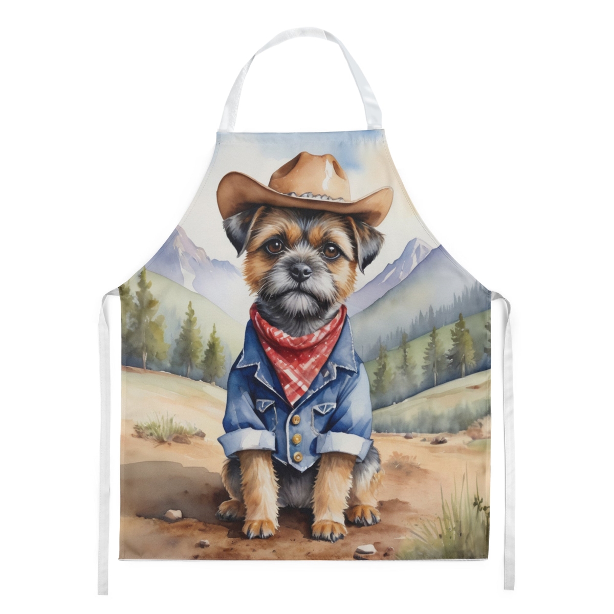 Picture of Carolines Treasures DAC5858APRON 30 x 27 in. Border Terrier Cowboy Welcome Apron